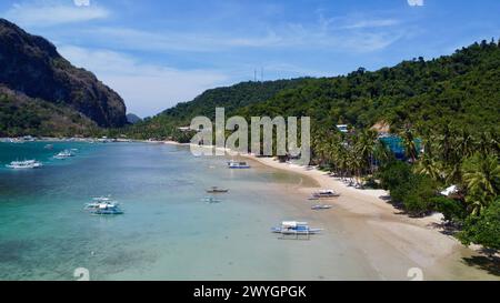 Luftaufnahme in der Bacuit Bay in El Nido, Philippinen Stockfoto