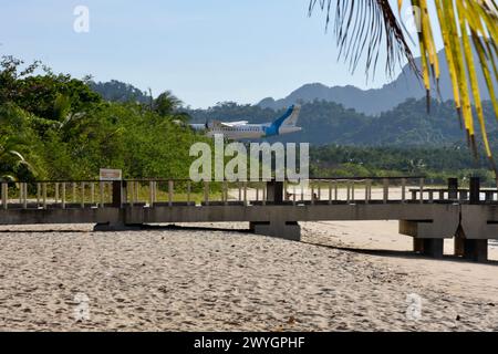 ATR72 Flugzeug scheint in die Büsche auf der El Nido Landebahn zu versinken Stockfoto