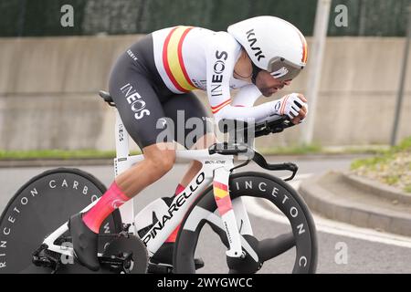 Jonathan, CASTROVIEJO NICOLAS INEOS GRENADIERS während des Itzulia Baskenland 2024, Radrennen, Phase 1 Irun - Irun, individuelles Zeitfahren am 1. April 2024 in Irun, Spanien - Foto Laurent Lairys / DPPI Stockfoto