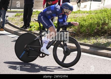 DAVID, GAUDU GROUPAMA-FDJ während des Itzulia Baskenland 2024, Radrennen, Phase 1 Irun - Irun, individuelles Zeitfahren am 1. April 2024 in Irun, Spanien - Foto Laurent Lairys / DPPI Stockfoto