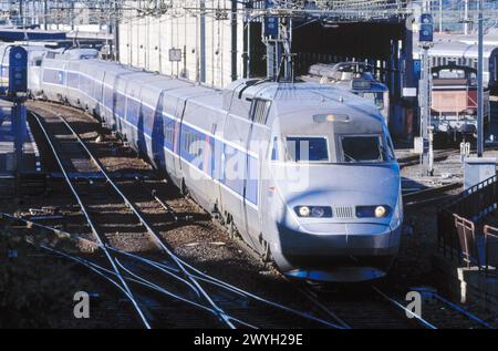 TGV (Hochgeschwindigkeitszug). Hendaye. Frankreich. Stockfoto