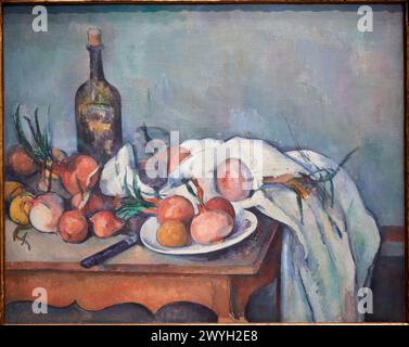 "Nature morte aux oignons", 1896-1898, Paul Cézanne, 1839-1906, Musée d'Orsay, Paris, Frankreich, Europa. Stockfoto
