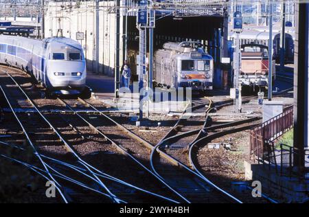 TGV (Hochgeschwindigkeitszug). Hendaye. Frankreich. Stockfoto