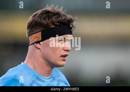 Dublin, Irland. April 2024. Josh van der Flier von Leinster während des Investec Champions Cup, Spiel der Achtelfinale zwischen Leinster Rugby und Leicester Tigers im Aviva Stadium in Dublin, Irland am 6. April 2024 (Foto: Andrew SURMA/ Credit: SIPA USA/Alamy Live News Stockfoto