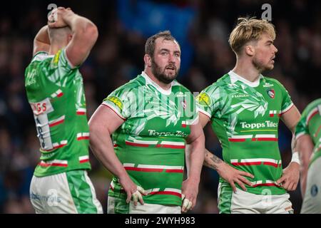 Dublin, Irland. April 2024. James Cronin aus Leicester enttäuscht während des Investec Champions Cup, das Achtelfinale zwischen Leinster Rugby und Leicester Tigers im Aviva Stadium in Dublin, Irland am 6. April 2024 (Foto: Andrew SURMA/ Credit: SIPA USA/Alamy Live News Stockfoto