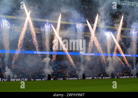 Dublin, Irland. April 2024. Eine allgemeine Ansicht des Aviva Stadions während des Investec Champions Cups, Spiel im Achtelfinale zwischen Leinster Rugby und Leicester Tigers im Aviva Stadium in Dublin, Irland am 6. April 2024 (Foto: Andrew SURMA/ Credit: SIPA USA/Alamy Live News Stockfoto