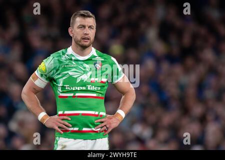 Dublin, Irland. April 2024. Handre Pollard von Leicester während des Investec Champions Cup, Achtelfinale zwischen Leinster Rugby und Leicester Tigers im Aviva Stadium in Dublin, Irland am 6. April 2024 (Foto: Andrew SURMA/ Credit: SIPA USA/Alamy Live News Stockfoto