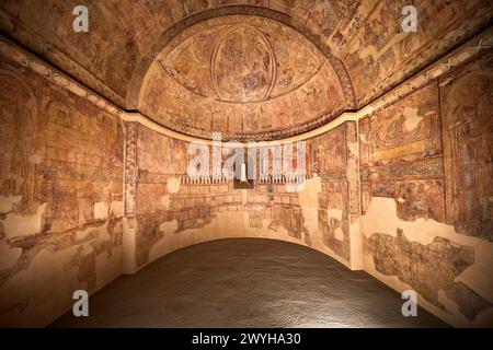 Pinturas murales de la ermita de Nuestra Señora del Rosario en Osia (Huesca), Diözesanmuseum Jaca, Museo Diocesano de Jaca, Jaca, Provinz Huesca, Aragón, Spanien, Europa. Stockfoto