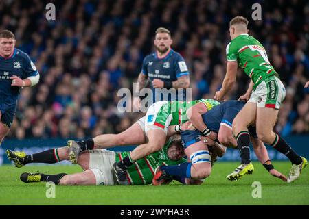 Dublin, Irland. April 2024. Dan Cole von Leicester im Spiel beim Investec Champions Cup, Spiel der Achtelfinale zwischen Leinster Rugby und Leicester Tigers im Aviva Stadium in Dublin, Irland am 6. April 2024 (Foto: Andrew SURMA/ Credit: SIPA USA/Alamy Live News Stockfoto