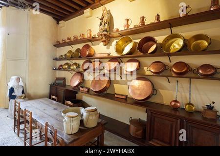 The Kitchen, The Hotel-Dieu, Hospices de Beaune, Beaune, Cote d'Or, Region Burgund, Bourgogne, Frankreich, Europa. Stockfoto