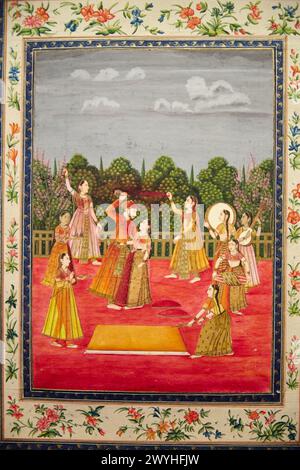 Mughal Miniatur Malerei, Museum für islamische Kunst, Indien, Pergamon, Berlin, Deutschland. Stockfoto