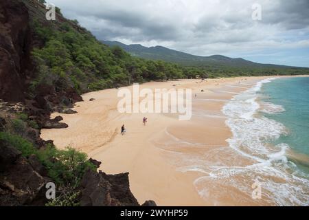 Makena Beach oder Big Beach ist ein beliebter Urlaubsort zum Schwimmen und Sonnenbaden auf der Insel Maui, Hawaii Stockfoto