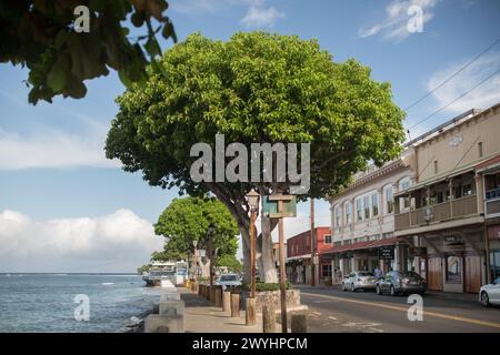 Szenen aus dem malerischen Dorf und den Straßen von Lahaina auf der polynesischen Insel Maui, Hawaii, Bilder, die vor den verheerenden Bränden von 2023 aufgenommen wurden Stockfoto