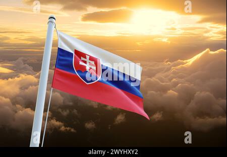 Flagge der Slowakei die aktuelle Form der Nationalflagge der Slowakischen Republik Stockfoto