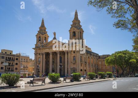 Valletta, Malta, 03. April 2024. Die Pfarrkirche San Publio in Floriana Stockfoto