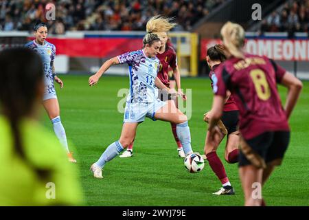 Leuven, Belgien. April 2024. Alexia Putellas (11) aus Spanien, das am ersten Spieltag in der Gruppe A2 in der Liga der UEFA-Qualifikation für Frauen 2023-24 am Freitag, den 5. April 2024, in Leuven, BELGIEN, während eines Spiels zwischen den BELGISCHEN Nationalmannschaften mit dem Namen Red Flames und Spanien gezeigt wurde. Quelle: Sportpix/Alamy Live News Stockfoto