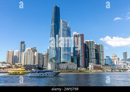 Stadtzentrum von Sydney Skyline Cityscape Crown Casino und Barangaroo International Towers, Darling Harbour, Sydney, Australien Stockfoto