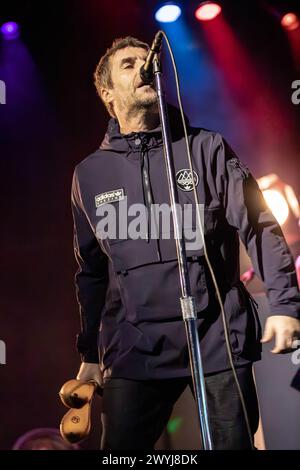 Mailand, Italien. April 2024. Die britischen Musiker LIAM GALLAGHER und JOHN SQUIRE treten live auf der Bühne von Fabrique auf, um ihr neues Album Liam Gallagher & John Squire zu präsentieren. Vermerk: Rodolfo Sassano/Alamy Live News Stockfoto