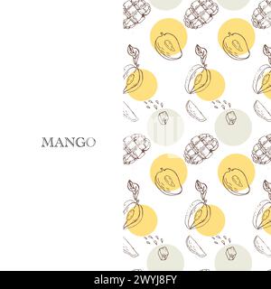 Nahtloses Muster mit Mango - umhüllender Hintergrund. Vektorillustration kann zum Einwickeln von Papier und Hintergrund verwendet werden. Mangohintergrund, Verpackungsdesign. Stock Vektor