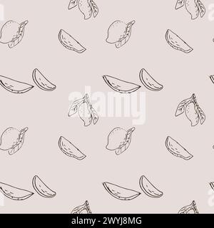 Nahtloses Muster mit Mango, tropischen Früchten Hintergrund. Vektor-Illustration kann zum Einpacken von Papier, Hintergrund, Poster, Tapeten, Textilien verwendet werden. Mango o Stock Vektor