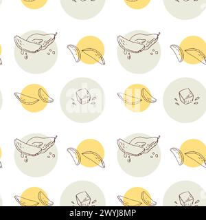 Nahtloses Muster mit Mango, tropischen Früchten Hintergrund. Vektorabbildung kann zum Einhüllen von Papier, Hintergrund, Poster und Hintergrundbildern verwendet werden. Mangokontur SK Stock Vektor