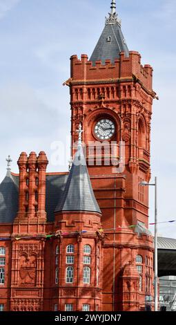 Cardiff Bay, Cardiff, Wales 25. September 2023: Architektonische Details des Pierhead Building (1897), das ein bekanntes Wahrzeichen der Cardiff Bay ist Stockfoto