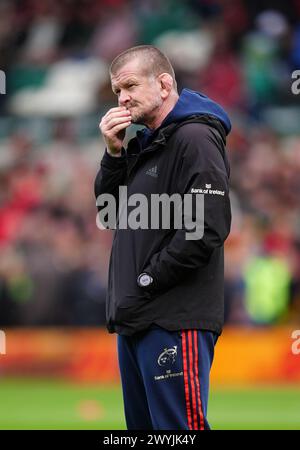 Munsters Cheftrainer Graham Rowntree vor dem ECPR Challenge Cup Spiel im Cinch Stadium in Franklin's Gardens, Northampton. Bilddatum: Sonntag, 7. April 2024. Stockfoto