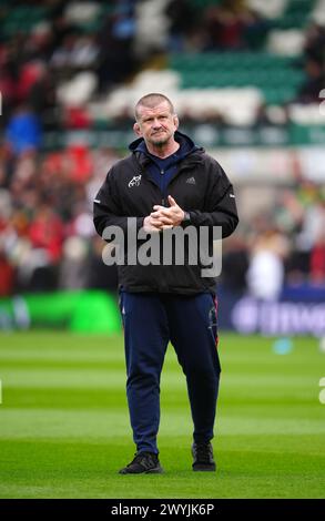 Munsters Cheftrainer Graham Rowntree vor dem ECPR Challenge Cup Spiel im Cinch Stadium in Franklin's Gardens, Northampton. Bilddatum: Sonntag, 7. April 2024. Stockfoto