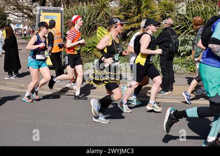 Brighton, Stadt Brighton & Hove, East Sussex, Großbritannien. Hier ist Brighton Marathon 2024, vorbei an der 4,5-km-Marke. April 2024. David Smith/Alamy Live News Stockfoto