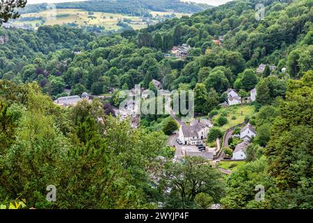 Blick über Matlock Bath im Peak District in Derbyshire, England Stockfoto