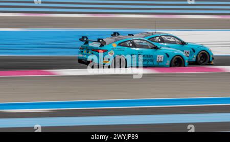 11 GEDIK Yangzi (tur), CARVALHO Ebrahim Pedro (BH), Borusan Otomotiv Motorsport, BMW M4 GT4 G82, Action während der 1. Runde der GT4 European Series 2024 mit Rafa Racing Club auf dem Circuit Paul Ricard vom 5. Bis 7. April 2024 in Le Castellet, Frankreich - Foto Marc de Mattia/DPPI Credit: DPPI Media/Alamy Live News Stockfoto