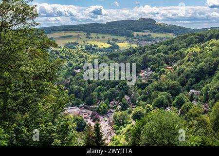 Blick über Matlock Bath im Peak District in Derbyshire, England Stockfoto