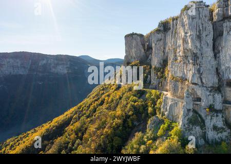 Frankreich, Drome, Parc Naturel Régional du Vercors, Route touristique D76 du Cirque de Combe Laval Stockfoto