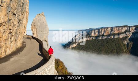 Frankreich, Drome, Parc Naturel Régional du Vercors, Route touristique D76 du Cirque de Combe Laval Stockfoto