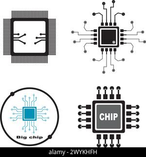Grafikdesign für Chip-Prozessor-Vektorsymbole Stock Vektor