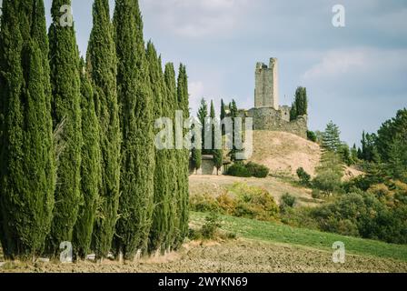 Der stille Wächter der Burg Romena (Pratovecchio, Arezzo, Italien) Stockfoto