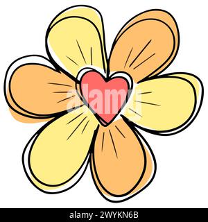 Logo handgezeichnet Umriss Squiggle Design einer Wildblumenblume Ikone Stockfoto