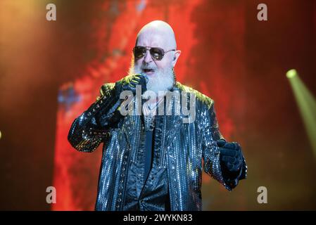 6. April 2024: Judas Priest Sänger Rob Halford spielt ein Konzert in Mailand Stockfoto