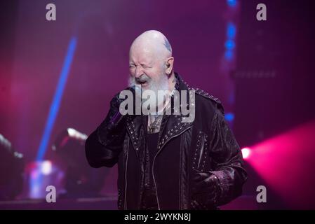 6. April 2024: Judas Priest Sänger Rob Halford spielt ein Konzert in Mailand Stockfoto