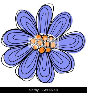 Logo handgezeichnet Umriss Squiggle Design einer Wildblumenblume Ikone Stockfoto