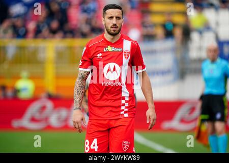 Monza, Italie. April 2024. Patrick Ciurria (AC Monza) während des italienischen Meisterschaftsspiels Serie A zwischen AC Monza und SSC Napoli am 7. April 2024 im U-Power Stadion in Monza, Italien - Foto Morgese-Rossini/DPPI Credit: DPPI Media/Alamy Live News Stockfoto