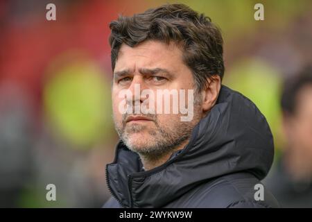 Sheffield, Großbritannien. April 2024. Mauricio Pochettino Manager von Chelsea während des Premier League-Spiels Sheffield United gegen Chelsea in der Bramall Lane, Sheffield, Vereinigtes Königreich, 7. April 2024 (Foto: Craig Thomas/News Images) in Sheffield, Vereinigtes Königreich am 7. April 2024. (Foto: Craig Thomas/News Images/SIPA USA) Credit: SIPA USA/Alamy Live News Stockfoto