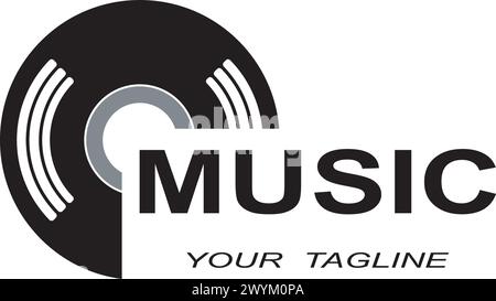 Vinyl Disc Musik aufzeichnen Logo Vektorsymbol Illustrationsdesign Stock Vektor