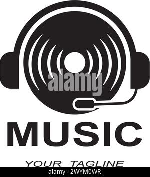 Vinyl Disc Musik aufzeichnen Logo Vektorsymbol Illustrationsdesign Stock Vektor
