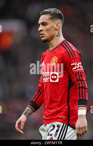 Manchester, Großbritannien. April 2024. Manchester, England, 7. April 2024: Antony of man United während des Premier League-Fußballspiels zwischen Manchester United und Liverpool im Old Trafford in Manchester, England (will Palmer/SPP) Credit: SPP Sport Press Photo. /Alamy Live News Stockfoto