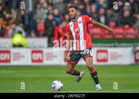 Sheffield, Großbritannien. April 2024. Auston Trusty of Sheffield United in Aktion während des Premier League-Spiels Sheffield United gegen Chelsea in der Bramall Lane, Sheffield, United Kingdom, 7. April 2024 (Foto: Craig Thomas/News Images) in Sheffield, United Kingdom am 7. April 2024. (Foto: Craig Thomas/News Images/SIPA USA) Credit: SIPA USA/Alamy Live News Stockfoto