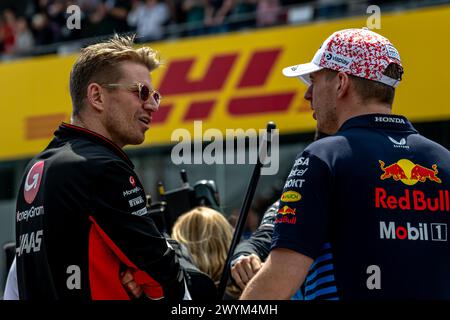 SUZUKA INTERNATIONAL RACING COURSE, JAPAN – 07. APRIL: Nico Hulkenberg, Haas F1 VF-23 beim Großen Preis von Japan auf dem Suzuka International Racing Course am Sonntag, 07. April 2024 in Suzuka, Japan. (Foto: Michael Potts/BSR Agency) Credit: BSR Agency/Alamy Live News Stockfoto