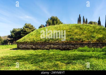 Grabstätte der Wagen, etruskische Grabstätte in Nekropolis von San Cerbone, Archäologischer Park von Baratti und Populonia, Provinz Livorno, Toskana, Italien Stockfoto