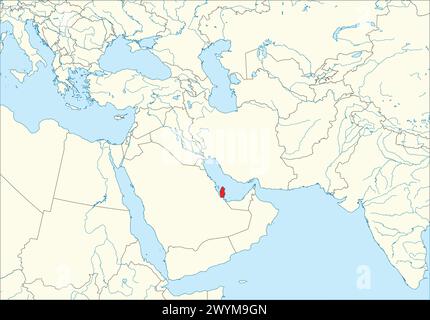 Rote Karte von KATAR in der weißen Karte des Nahen Ostens Stock Vektor