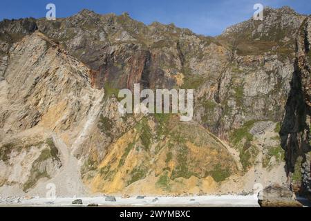 Slieve League Teelin Meerblick auf die Sandklippen von County Donegal Stockfoto